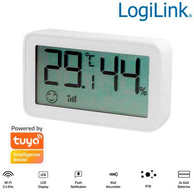 Termohigrómetro inteligente Wi-Fi, compatible con Tuya LogiLink SH0115