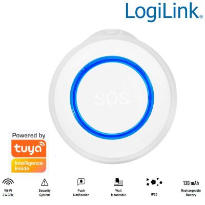 Botón de llamada SOS inteligente Wi-Fi, compatible con Tuya Logilink SH0116
