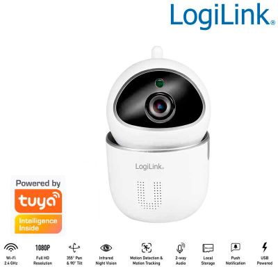 Cámara IP inteligente Wi-Fi para interiores, compatible con Tuya Logilink HS0117