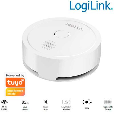 Detector de humo inteligente WiFi, compatible con Tuya LogiLink SH0132