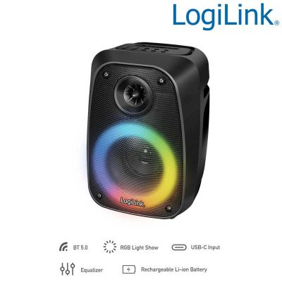 Altavoz móvil Bluetooth  con luz  y equalizador, TWS, 10 W, negro LogiLink SP0065
