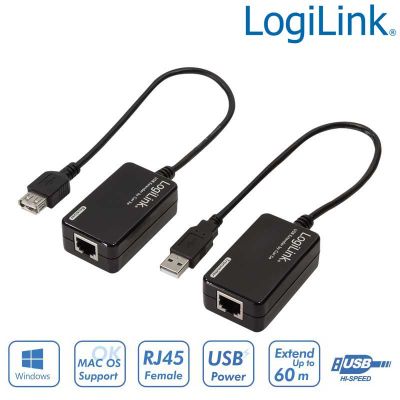 Extensor USB 1.1 sobre Cat.5e/ 6 (60m) LogiLink UA0021D