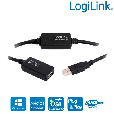 25m Cable Amplificador USB 2.0 Tipo A Macho-Hembra LogiLink UA0147