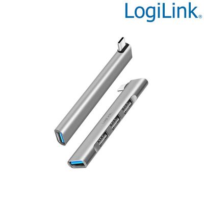 Hub USB 3.0 Tipo C Ultra slim de 3 USB 2.0 Tipo A y 1 USB 3.0 tipo A, Aluminio, Gris LogiLink UA0437