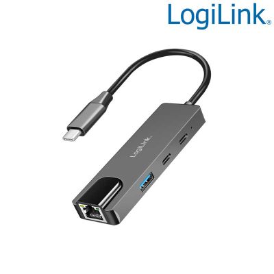Cable adaptador USB-C 3.2 Gen 1 a Ethernet  2.5 G con Hub (1 USB-A y 2 USB-C) LogiLink UA0432