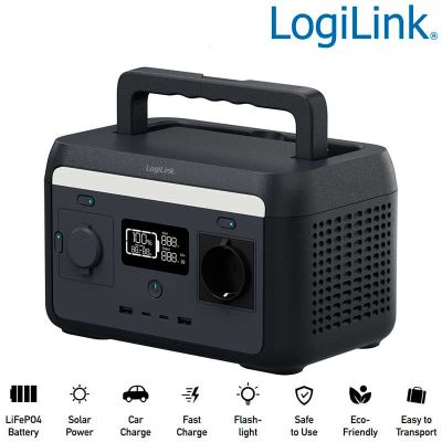 Estación eléctrica portátil, 300W, batería LiFePO4, negra LogiLink PPS0300