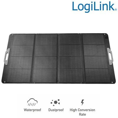 Panel solar plegable,autónomo, 372,4 x 70 x 0,4cm, 400 W, IP67, negro Logilink PVP0400